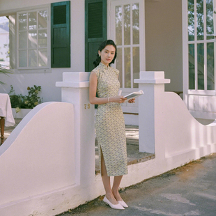 茉茉春夏 小连袖有省半开襟盘扣 复古改良日常港式棉绸旗袍 春茵