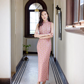 复古日常改良年轻苎麻旗袍 有省侧拉链长款 小情书 夏无袖 茉茉旗袍