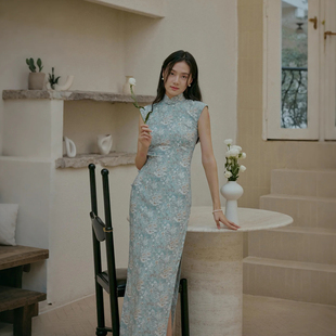 茉茉旗袍 小连袖有省半开襟盘扣中长款复古日常棉绸旗袍 且听花吟