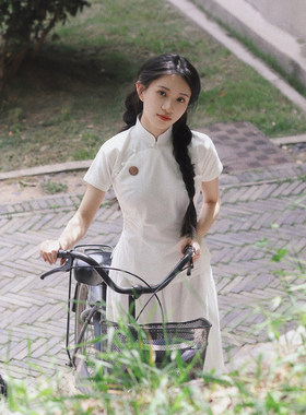 茉茉旗袍亚麻中式上衣半身裙套装