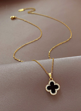 奥特莱斯品牌折扣店撤柜清仓捡漏双面四叶草项链outlets女配饰潮1