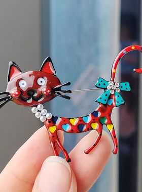 奥莱清仓滴油猫咪胸针