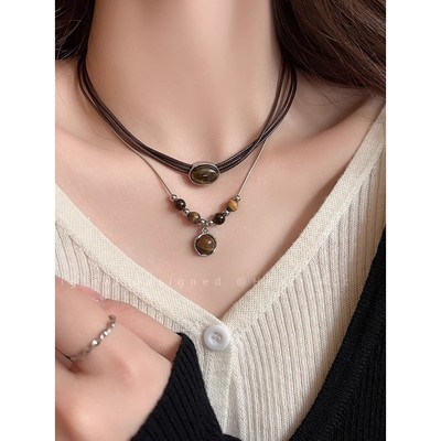 奥特莱斯品牌折扣店撤柜清仓捡漏虎眼石项链套装outlets女配饰潮1