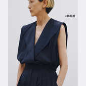 日系TDF2024夏季 宽肩气质衬衫 女士时尚 通勤OL百搭V领无袖