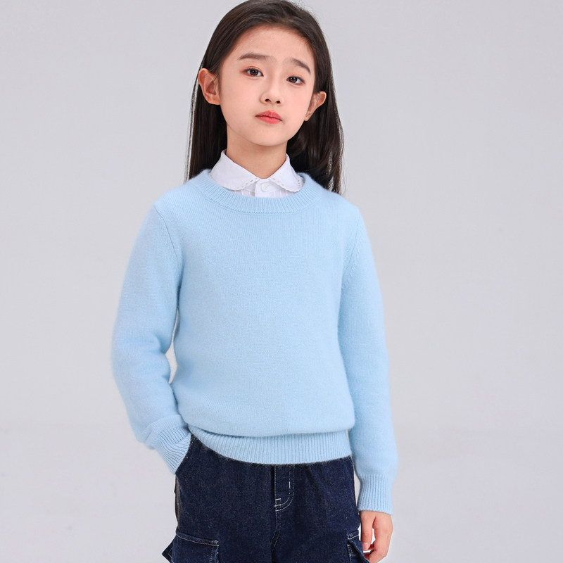 儿童羊绒衫秋冬季羊毛衫中大童纯山羊绒毛衣男童女童宝宝圆领加厚