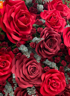 百界巨大型手工立体纸艺玫瑰花EVA仿真商场橱窗陈列装饰场景布置