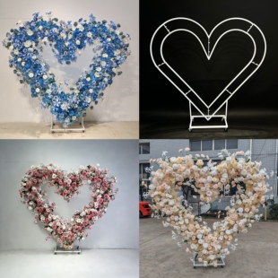 新款酒店小宴会厅布置装饰仿真花铁艺爱心架子求婚生日宴包间套系