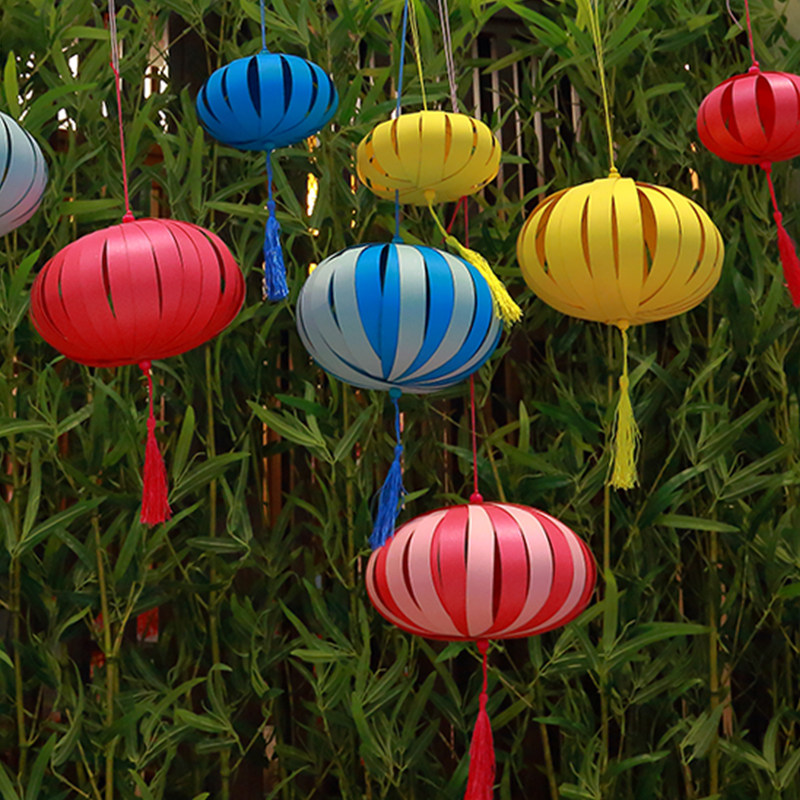 新年春节传统挂饰大红灯笼幼儿园学校布置手工彩纸灯笼材料15cm