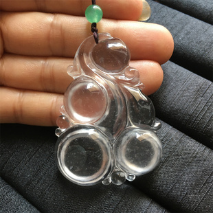 缅甸天然水沫玉如意吊坠高品质玻璃种荧光大如意石英岩玉保真可鉴