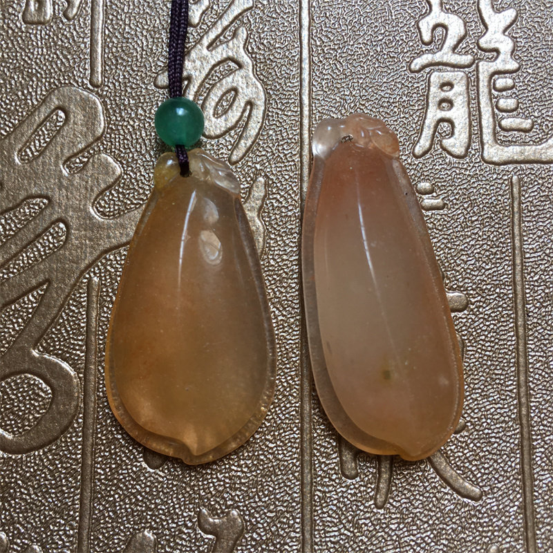 水沫玉红色小福瓜吊坠翡翠伴生矿保真天然玉石随形吊坠生日礼物