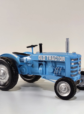 美式乡村复古怀旧蓝色拖拉机模型