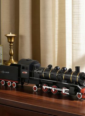 复古蒸汽火车模型家居装饰品摆件