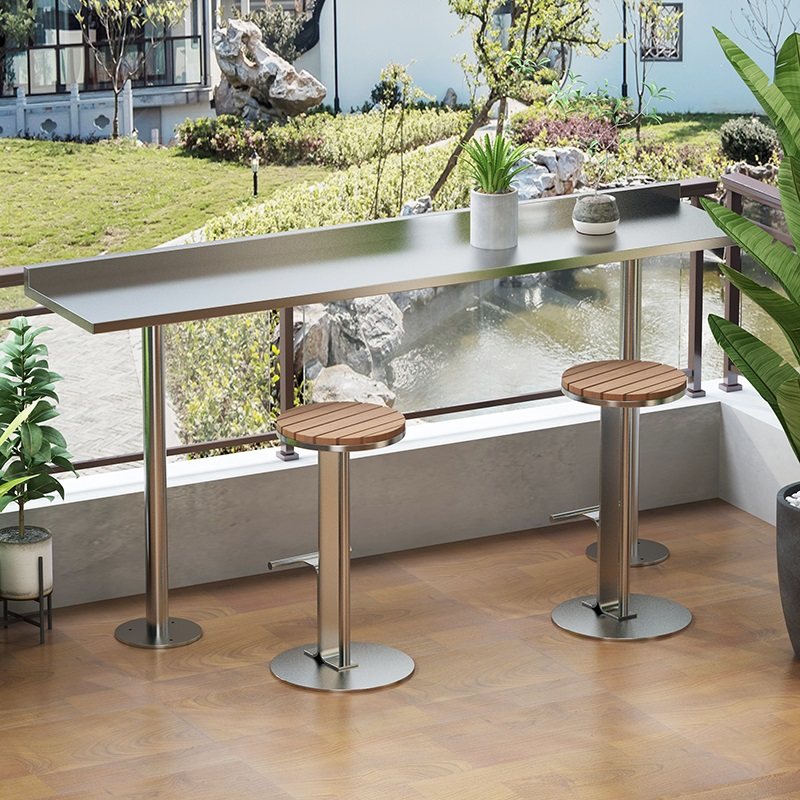 不锈钢户外吧台椅塑木用阳台桌椅户外庭院高脚凳露天酒吧椅圆凳,商业/办公家具,酒吧椅,淘宝优惠券,粉丝福利购,淘宝优惠卷