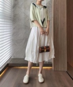 T恤女2024夏新款 Susa素夏法式 设计感丝巾款 显瘦高档洋气上衣9333