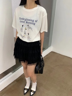 圆领韩系风百搭短袖 纯棉斑点狗印花爆款 女T恤1040 PAPA夏新款 RICH