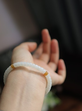 天然和田玉俄白6mm药片珠单圈