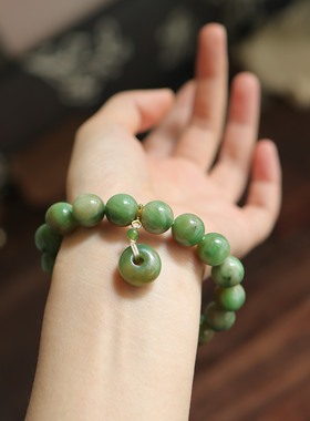 天然和田玉黑羊洞12mm圆珠单圈