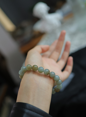 天然和田玉 10mm且末蓝带糖手串 货号7592