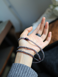 天然和田玉5mm烟紫多圈 货号7635