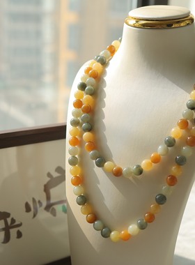 天然和田玉8mm楼兰圆珠多圈手串精致百搭   货号16225