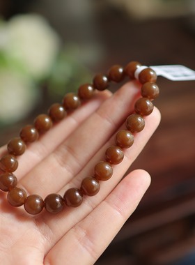天然和田玉红糖圆珠手串新中式
