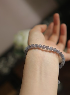 天然和田玉烟紫一线天圆珠手串