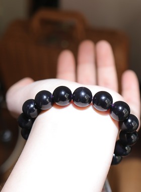 天然和田玉12mm帝王紫圆珠单圈手串精致百搭 货号16273