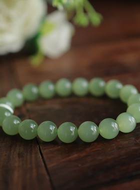 天然和田玉晴水10mm圆珠单圈