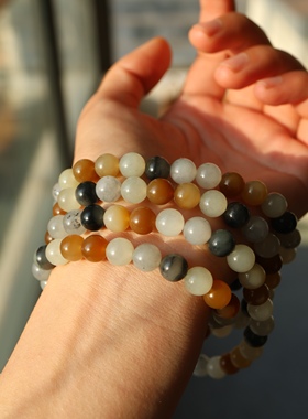 天然和田玉 卡8楼兰三色多圈 阳光下的油亮感！