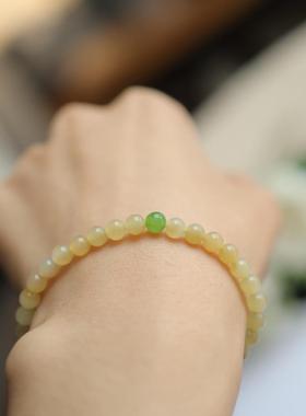 天然和田玉 5mm糖白圆珠单圈+和田玉配珠 货号NY8604 价格500