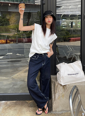 MONBLACK 百搭无袖T恤纯色立体剪裁背心