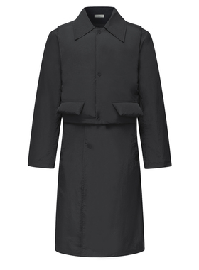 MONBLACK 两件套风衣羽绒马甲宽松叠穿外套90%白鸭绒