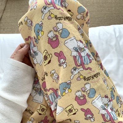 童趣可爱KT游乐园全棉双层纱长裤亲肤柔软宽松睡裤家居裤可外穿