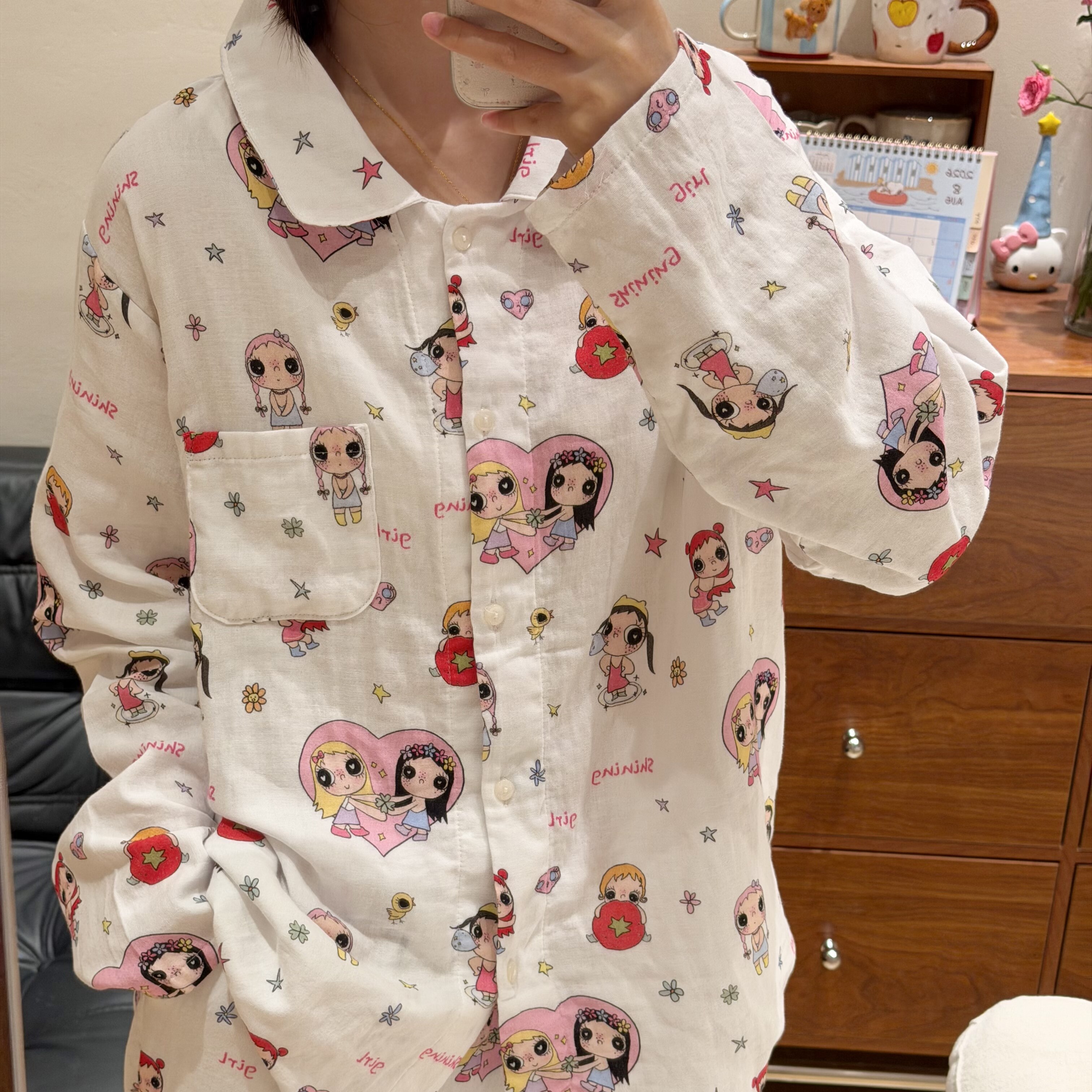 2026韩系秋季新款a类全棉双层棉纱舒适长袖长裤家居服睡衣