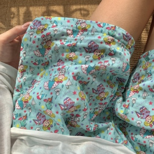 韩系可爱卡通全棉双层纱布宽松舒适短裤 可外穿居家睡裤