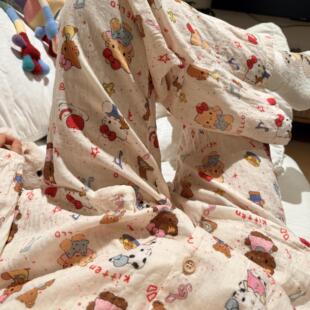 纯棉！黑皮kt卡通可爱长袖长裤睡衣套装女纯棉居家服有口袋可外出