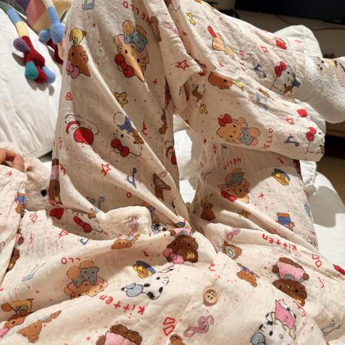 女士绝美卡通可爱长袖长裤睡衣套装女纯棉居家服漂亮出门睡衣女款