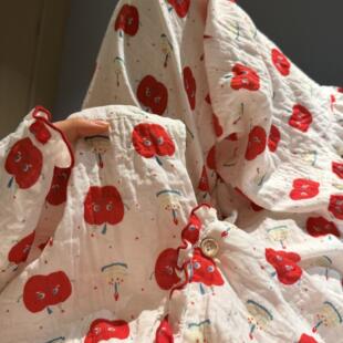 花边领女士家居服 睡衣套装 全棉双层纱I复古蛋糕苹果长袖 长裤