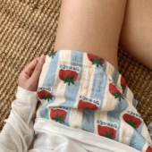 套装 家居短裤 可外穿 a类纯棉双层纱布可爱卡通小番茄睡裤 新品