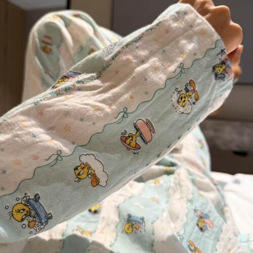 女士绝美2026新款纯棉翻领磨毛套装软糯少女宽松睡衣女款家居服