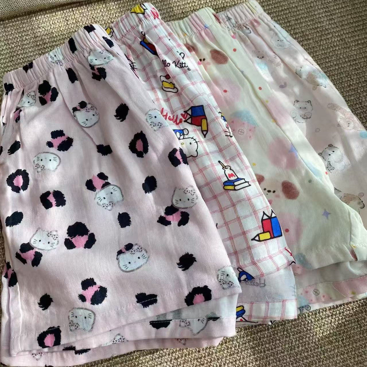 新品！a类纯棉双层纱布可爱卡通少女心可爱睡裤家居裤睡裤可外穿图片