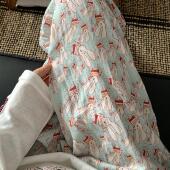 淡蓝小兔a类纯棉双层纱布可爱卡通睡裤 可外穿 柔软舒适家居长裤