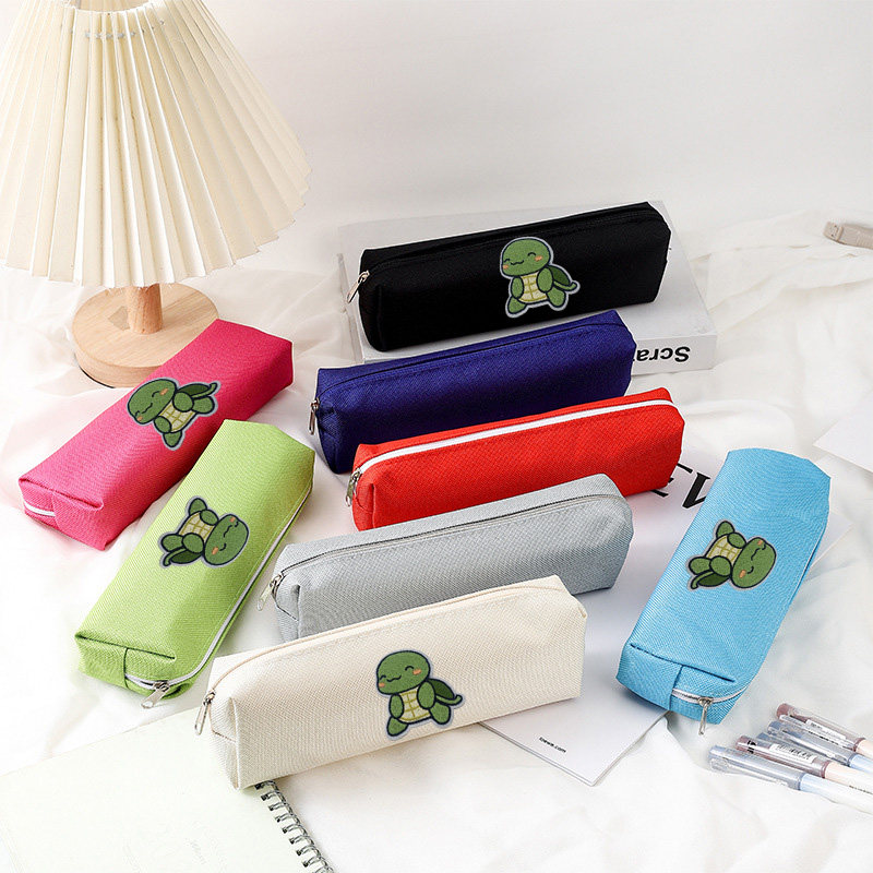 创意小乌龟手提文具袋单色设计牛津布材质时尚耐用刺绣收纳笔袋潮