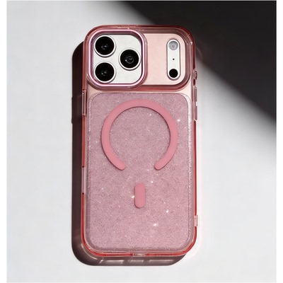 17闪粉磁吸隐形支架16pro适用苹果15promax手机壳iphone14pro新款水钻小众高级感13带镜头膜全包防摔超火11pm