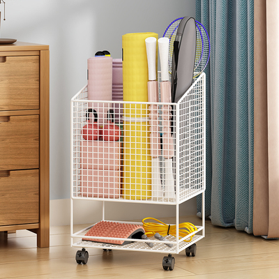 速发运伽垫收纳筐带轮球拍健身器材收纳架家用瑜动器材球纳收类置