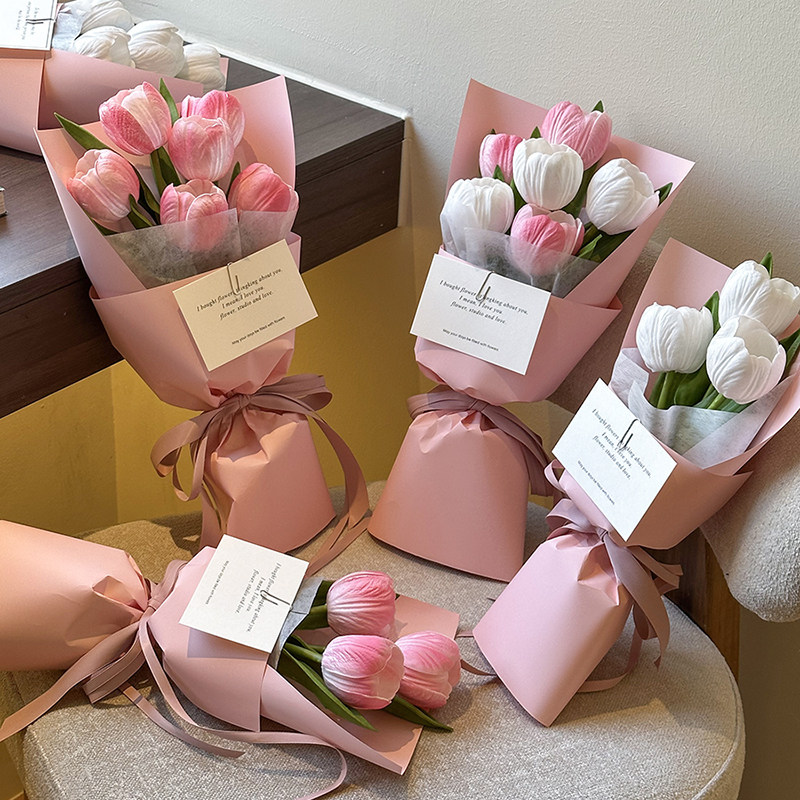 速发花神束花节新娘婚礼拍照郁金香手捧花假花韩式道具领证花