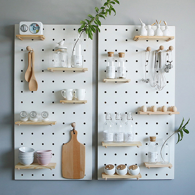 速发洞洞质实木墙上置物架木板展示架墙壁挂墙书架挂板墙面隔板收