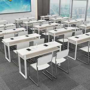速发折叠学子培训桌员工双人位中小桌生辅导班课桌椅组合会议桌