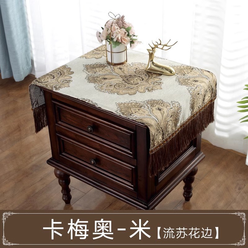 速发床头柜盖尘桌巾家用卧室梳妆台盖布防布罩台垫布花境蓝新品