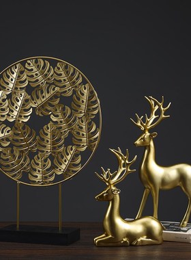 速发轻奢麋鹿摆件客厅玄关装视柜酒柜电饰品艺装轻奢工软品